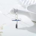 wholesale 925 Sterling Silver Cross with Wave and Tree Design Pendant Necklace for Women-0-1