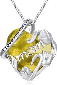 wholesale Sterling Silver Stone Cute Animal Pendant Necklace for Couples Sister Daughter Mother Birthday Gift-06-11-November