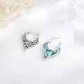 wholesale 925 Sterling Silver Abalone Shell Floral Hoop Earrings for Women - Vintage Bohemian s-0-1
