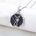 wholesale 925 Sterling Silver Black Onyx Saint Michael Archangel Shield Sword Pendant Necklace  for Men Women Gifts Jewelry Accessories 48cm Chain Length-0-1
