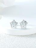 wholesale White Gold Plated 925 Sterling Silver Moissanite Star Stud Earrings for Women-0-1