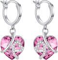 wholesale 925 Sterling Silver Purple Blue Crystal Heart Drop Hoops for Women-0-10