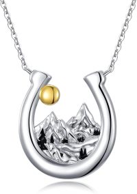 wholesale 925 Sterling Silver Horseshoe & Mountain Pendant Necklaces for Women Girls  48cm Chain Length-Horseshoe Mountain