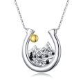 wholesale 925 Sterling Silver Horseshoe & Mountain Pendant Necklaces for Women Girls  48cm Chain Length-0-0