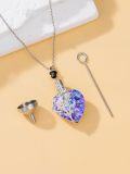 wholesale TOUPOP Rose/lotus/sunflower Flower Cremation Urn Necklace For Ashes 925 Sterling Silver Heart Crystal Memorial Jewelry For Women -0-2
