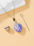 TOUPOP 925 Sterling Silver Rose Crystal Flower Cremation Urn Necklace-0-2