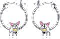 wholesale 925 Sterling Silver Chihuahua Dog Charm Hoop Earrings for Women's Fashion -0-0