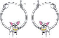 wholesale 925 Sterling Silver Chihuahua Dog Charm Hoop Earrings for Women's Fashion -Chihuahua