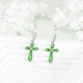 wholesale 925 Sterling Silver & Birthstone Infinity Cross Earrings for Women, Hypoallergenic Faith Jewelry Gift, 36.1mm-0-2