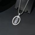 wholesale 925 Sterling Silver Oval Saint Peregrine Medal Pendant Necklace with Chain for Men & Women-0-1