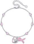 wholesale 925 Sterling Silver Pink Cat's Eye & Heart Charm Breast Cancer Awareness Bracelet-0-0