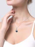 wholesale 925 Sterling Silver Teardrop Shape Tahitian Black Pearl & Cubic Zirconia Pendant Necklace for Women's s-0-3