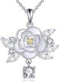 wholesale 925 Sterling Silver Camellia Flower Pendant Necklace - Delicate Nature-Inspired Jewelry for Women-0-0