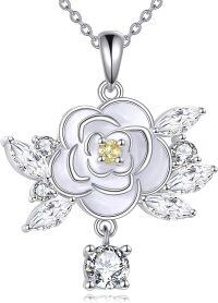 wholesale 925 Sterling Silver Camellia Flower Pendant Necklace - Delicate Nature-Inspired Jewelry for Women-Camellia