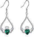 wholesale 925 Sterling Silver Emerald Green CZ Heart & Crown Drop Earrings Celtic Knot Designç±å°å°ç å®åå è³ç¯-0-0