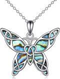 wholesale 925 Sterling Silver Abalone Shell Celtic Knot Filigree Butterfly Pendant Necklace for Women Girls Gifts Jewelry 45cm Chain Length-0-0