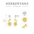 wholesale 925 Sterling Silver Yellow Gold Plated Cubic Zirconia Sunflower Drop Stud Earrings for Women-0-4