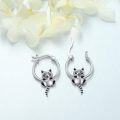wholesale 925 Sterling Silver Raccoon Cat Charm Hoop Earrings  for Women Girls-0-3
