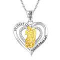 wholesale 925 Sterling Silver Saint Michael Archangel Heart Pendant Necklace Two Tone Platinum Plated-0-0