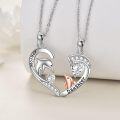 wholesale 925 Sterling Silver Mother Daughter Matching Necklaces with Dolphins and Hearts Pendants-0-4