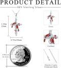 wholesale 925 Sterling Silver Red Gemstone Cardinal Cross Bird Pendant Necklace for Women Girls Gifts-0-2