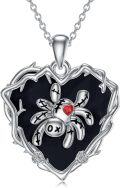 wholesale 925 Sterling Silver Halloween Gothic Pendant - Black Heart Spider Crossbones Necklace for Women-0-0