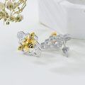 wholesale 925 Sterling Silver Bee Earrings Honeycomb Design Zircon Details-0-2