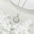 wholesale 925 Sterling Silver Round Spinning Daisy Flower Pendant Necklace with Cubic Zirconia Stones for Women  48cm Chain Length-0-2