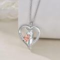wholesale 925 Sterling Silver Cat Family Pendant Necklaces for Women Girls s Always Forever Love Heart Charm Chain 4 Cats Design-0-1