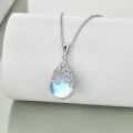 wholesale 925 Sterling Silver Moonstone Teardrop Memorial Necklace with Ashes Keepsake, 24.8x11.6mm Pendant, 18 Chain, Gift Box-0-3