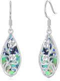 wholesale 925 Sterling Silver Abalone Shell Teardrop Floral Drop Earrings with Detailed Filigree Design and Hook Closure-0-0