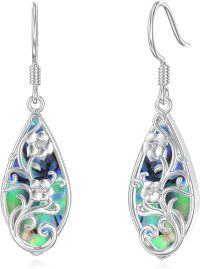 wholesale 925 Sterling Silver Abalone Shell Teardrop Floral Drop Earrings with Detailed Filigree Design and Hook Closure-Flower Earrings