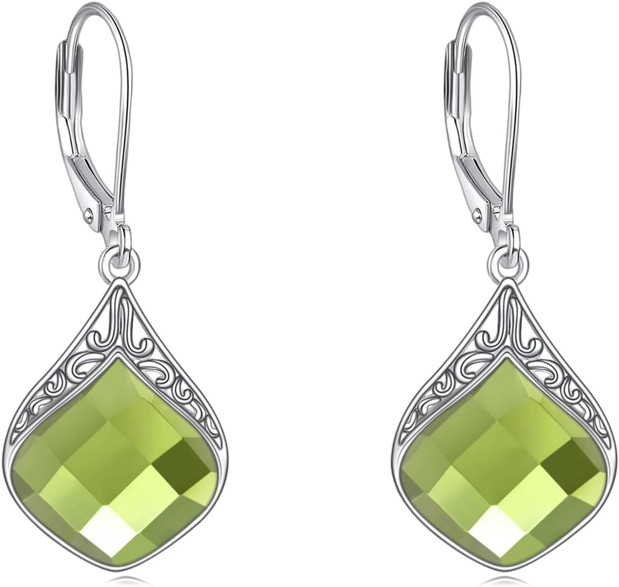 Sterling Silver Celtic Teardrop Filigree Earrings Jewelry Gifts for Women-Peridot earrings