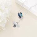 wholesale 925 Sterling Silver Abalone Shell Leaf & Honeybee Pendant Necklace for Women's Fashion s-0-3