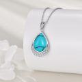 wholesale Sterling Silver Moonstone Cubic Zirconia Teardrop Pendant Necklace-0-33