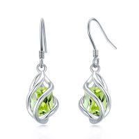 wholesale 925 Sterling Silver Twisted Design Yellow Gemstone Drop Earrings-08-Aug-Peridot