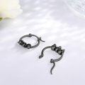 wholesale 925 Sterling Silver Black Skulls Gothic Huggie Hoop Earrings-0-1