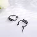 wholesale 925 Sterling Silver Black Skulls Gothic Huggie Hoop Earrings-0-1