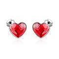 wholesale 925 Sterling Silver Red Heart Crystal Earrings Wholesale For Women And Girls-0-0