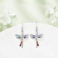 wholesale 925 Sterling Silver Dragonfly Rainbow Gemstone Drop Dangle Hook Earrings for Women Girls Gift Set of 3 Pairs-0-4