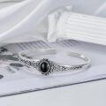 wholesale 925 Sterling Silver Black Onyx Adjustable Vintage Chic Bangle Bracelet for Women-0-1