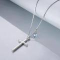wholesale 925 Sterling Silver Cross Pendant With Blue Opal And Philippians Inscription-0-60