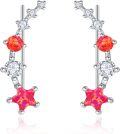 wholesale 925 Sterling Silver Fire Opal & CZ Star Ear Climber Earrings for Women - Bridal  Ideas-0-0