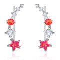wholesale 925 Sterling Silver Fire Opal & CZ Star Ear Climber Earrings for Women - Bridal  Ideas-0-0