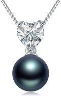 wholesale 925 Sterling Silver & White Gold Plated Cubic Zirconia and Tahitian Pearl Pendant Necklace for Women-0-0