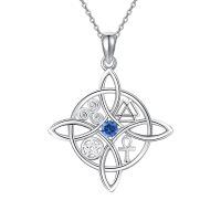 wholesale 925 Sterling Silver Moissanite Witches Knot Necklace Witch Jewelry for Women-A-Birthstone-September-A-Birthstone-September