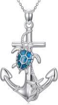 wholesale TOUPOP Anchor Dolphin/mermaid/turtle/starfish/dolphin Necklace For Women 925 Sterling Silver Anchor Nautical Necklace Graduation Gift Ocean Pendant For Women -0-0
