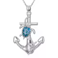 TOUPOP Sterling Silver Dolphin Mermaid Turtle Starfish Anchor Ocean Pendant Necklace-0-0