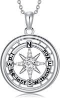 wholesale 925 Sterling Silver Moissanite Compass Pendant Necklace with I'd Be Lost Without You Inscription for Women-0-0