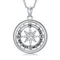 wholesale 925 Sterling Silver Moissanite Compass Pendant Necklace with I'd Be Lost Without You Inscription for Women-0-0